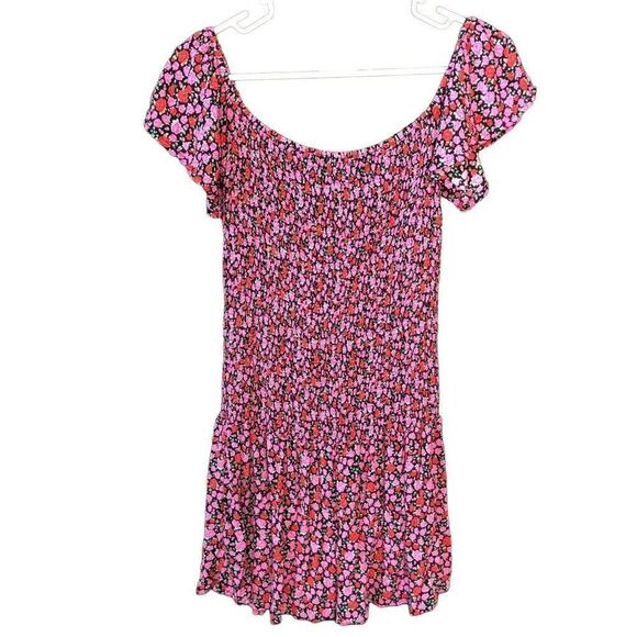 Lulu Women’s FLORAL PRINT MINIDRESS IN BLACK FLORAL PRINT Size L - Picture 1 of 6